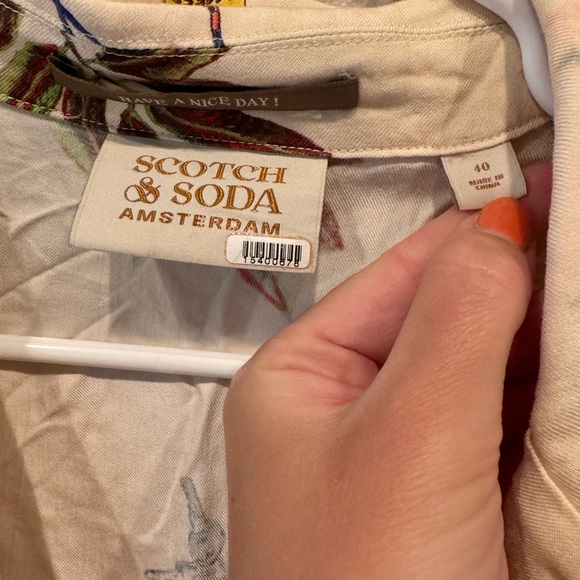 $250 Scotch & Soda Printed camp shirt tropical striped button up blouse silk‎ - Picture 10 of 11